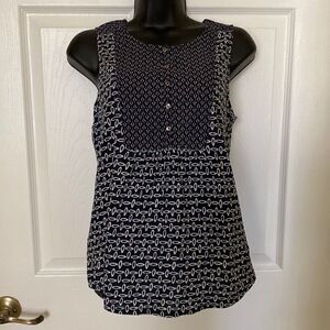 Loft Women’s Navy/White Sleeveless Top, Size Small